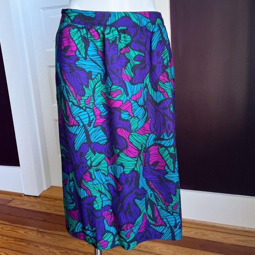 80s vaporwave leaf pattern skirt